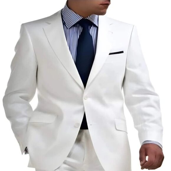 Linen Suit - Mens Summer Suits in White 2 Button - Beach...